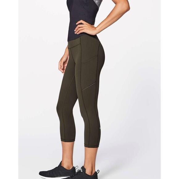 Lululemon D34 Speed Up Crop 21″ – Olive Green, Size 2 - Picture 2 of 7